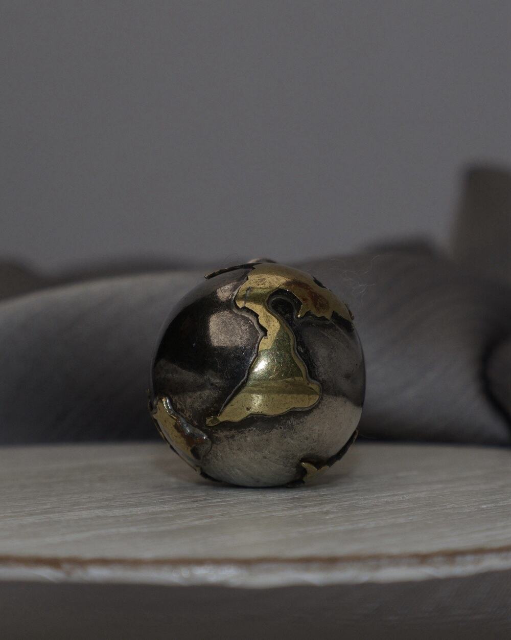 Vintage Mexico 925 & Brass 3D Harmony Ball W/ Internal Bell Pendant 13.3G/ 1.2in